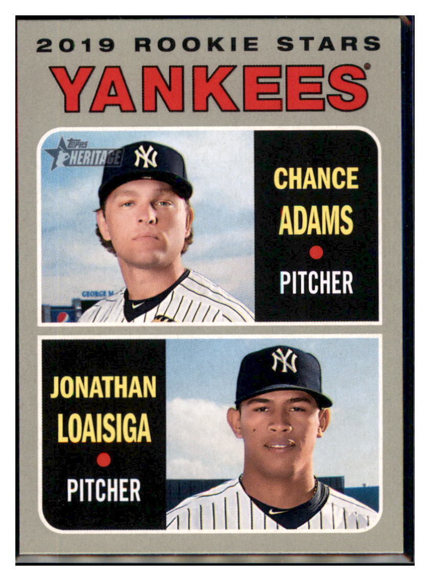 2019 Topps Heritage Chance Adams /
Jonathan Loaisiga CPC, RC, RS New
York Yankees #189 Baseball card TMH1C_1a simple Xclusive Collectibles