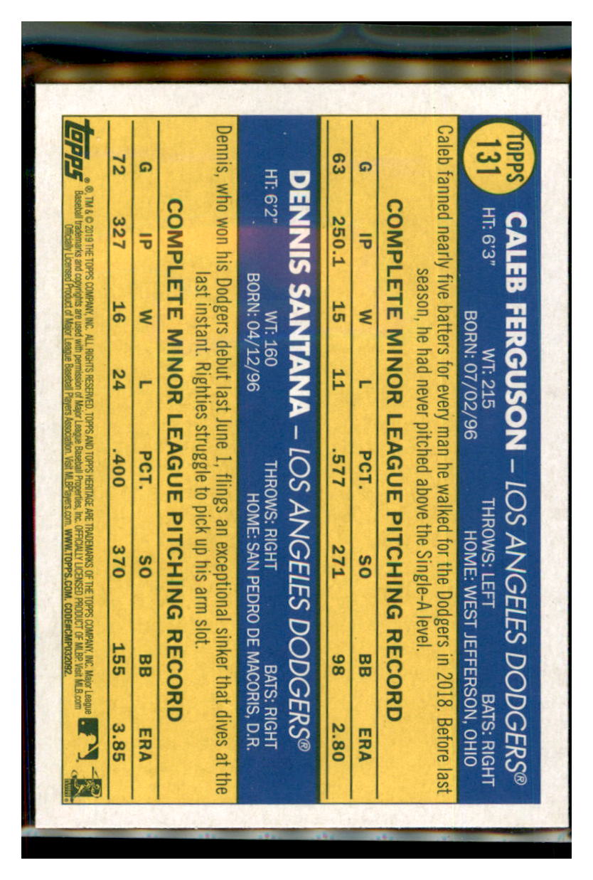 2019 Topps Heritage Dennis Santana /
Caleb Ferguson CPC, RC, RS Los
Angeles Dodgers #131 Baseball card
TMH1C simple Xclusive Collectibles