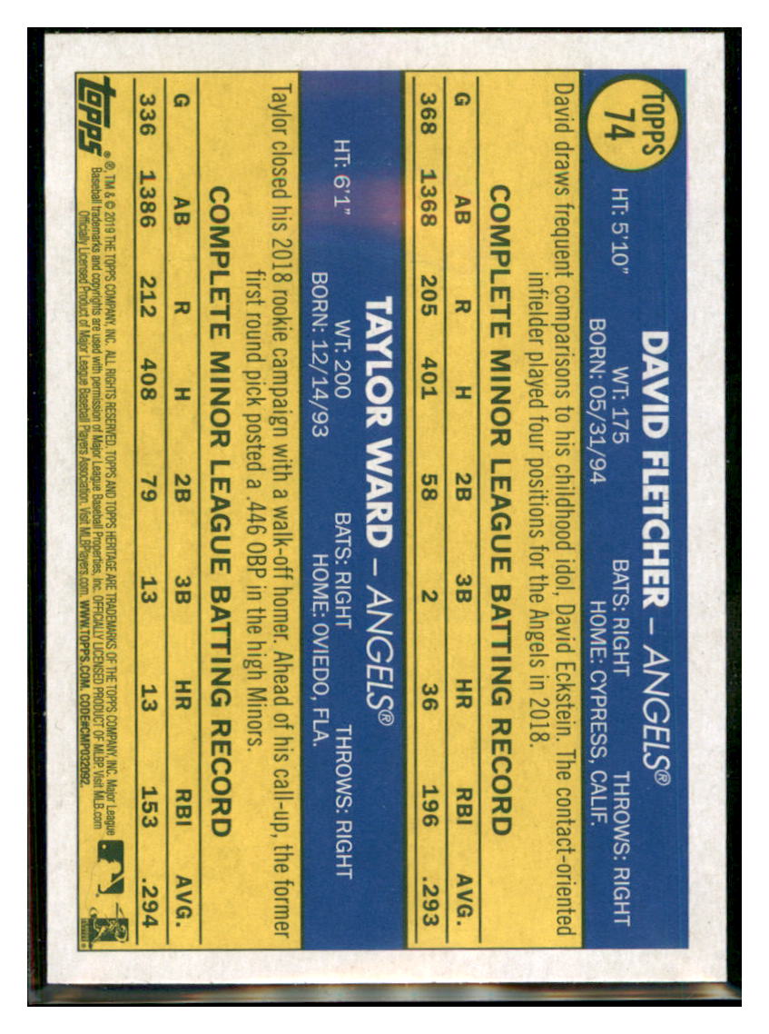 2019 Topps Heritage David Fletcher /
Taylor Ward CPC, RC, RS Los Angeles
Angels #74 Baseball card TMH1C_1a simple Xclusive Collectibles