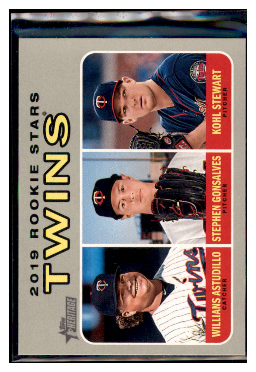 2019 Topps Heritage Kohl Stewart /
  Willians Astudillo / Stephen Gonsalves CPC, RC, RS    Minnesota Twins #386 Baseball card   TMH1C simple Xclusive Collectibles   
