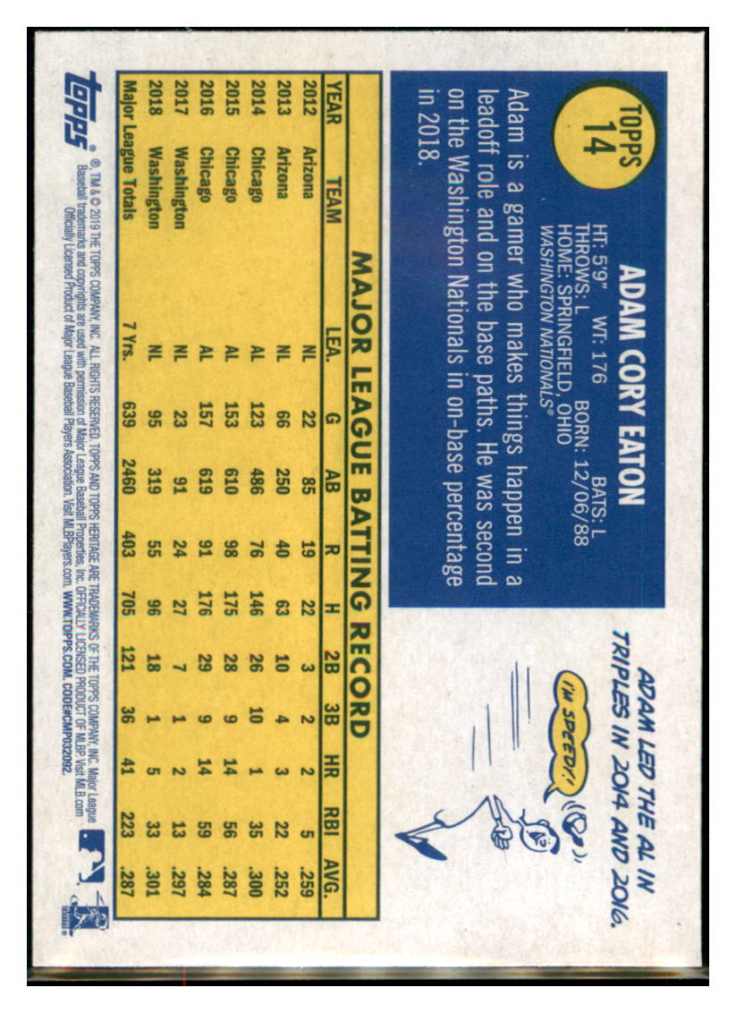 2019 Topps Heritage Adam Eaton Washington Nationals #14 Baseball
card TMH1C simple Xclusive Collectibles