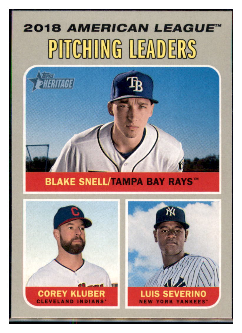 2019 Topps Heritage Corey Kluber / Luis
  Severino / Blake Snell CPC, LL   
  Cleveland Indians / New York Yankees / Tampa Bay Rays #70 Baseball
  card   TMH1C_1a simple Xclusive Collectibles   