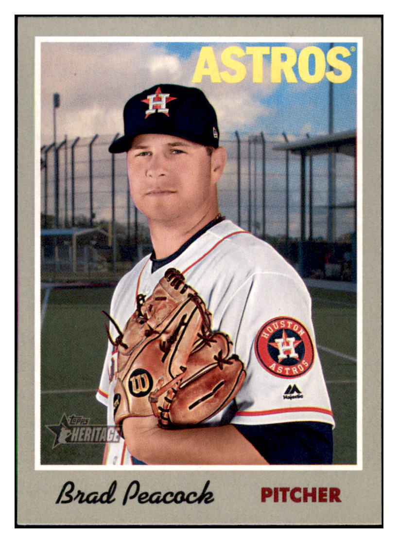 2019 Topps Heritage Brad Peacock Houston Astros #32 Baseball card TMH1C_1a simple Xclusive Collectibles