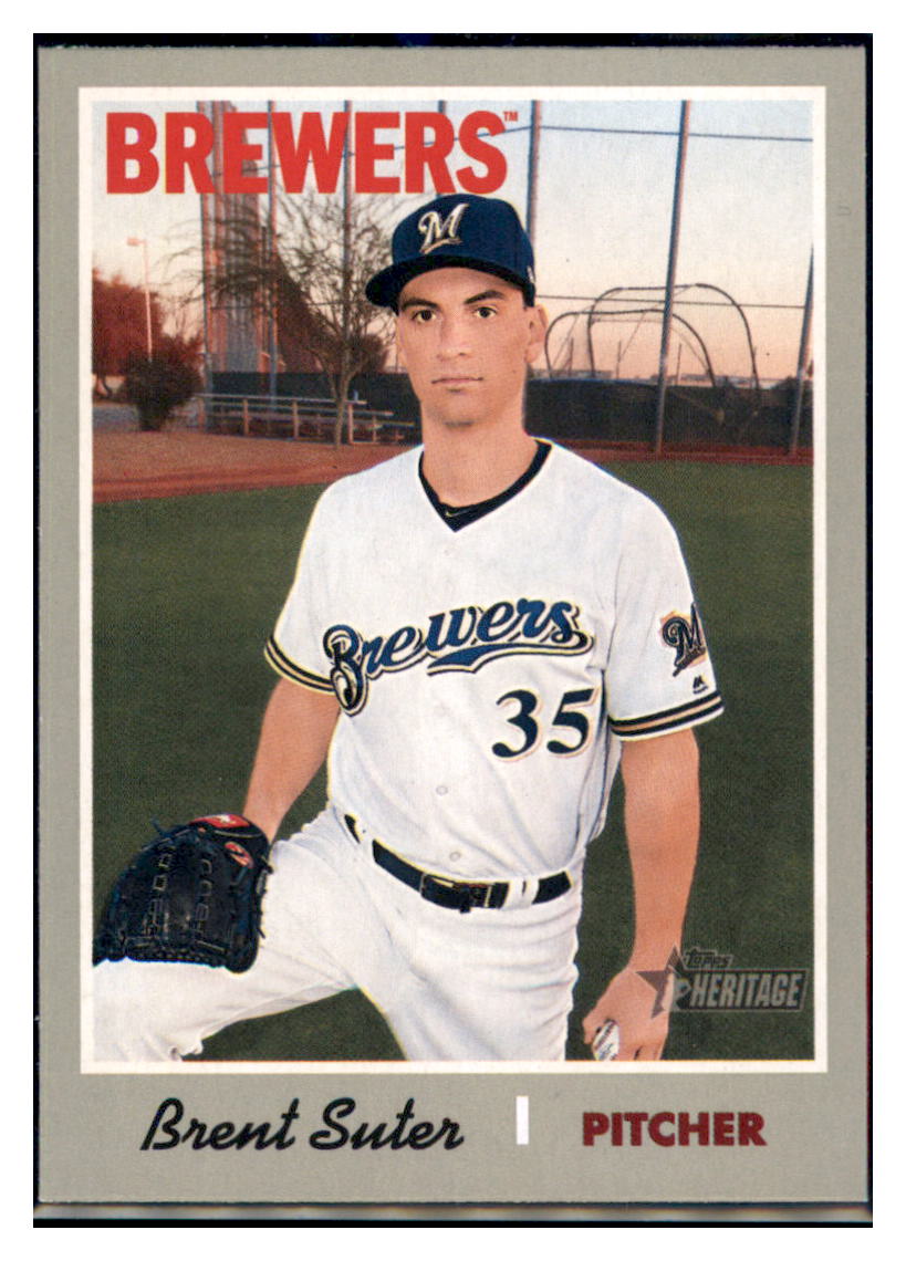 2019 Topps Heritage Brent Suter    Milwaukee Brewers #387 Baseball card    TMH1B simple Xclusive Collectibles