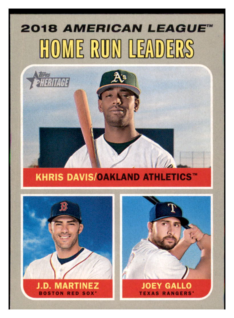 2019 Topps Heritage Joey Gallo / J.D.
Martinez / Khris Davis CPC, LL Texas
Rangers / Boston Red Sox / Oakland Athletics #66 Baseball card TMH1B simple Xclusive Collectibles