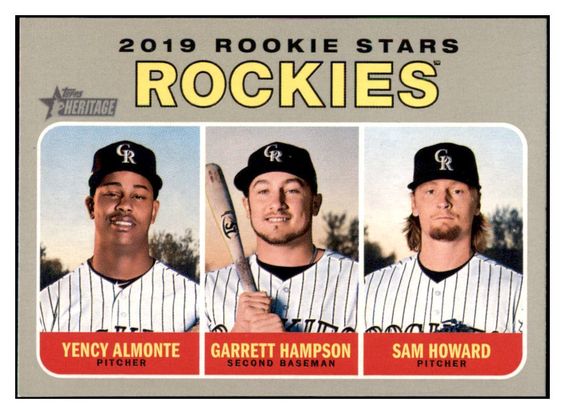 2019 Topps Heritage Garrett Hampson / Sam
  Howard / Yency Almonte CPC, RC, RS   
  Colorado Rockies #396 Baseball card   
  TMH1B simple Xclusive Collectibles   