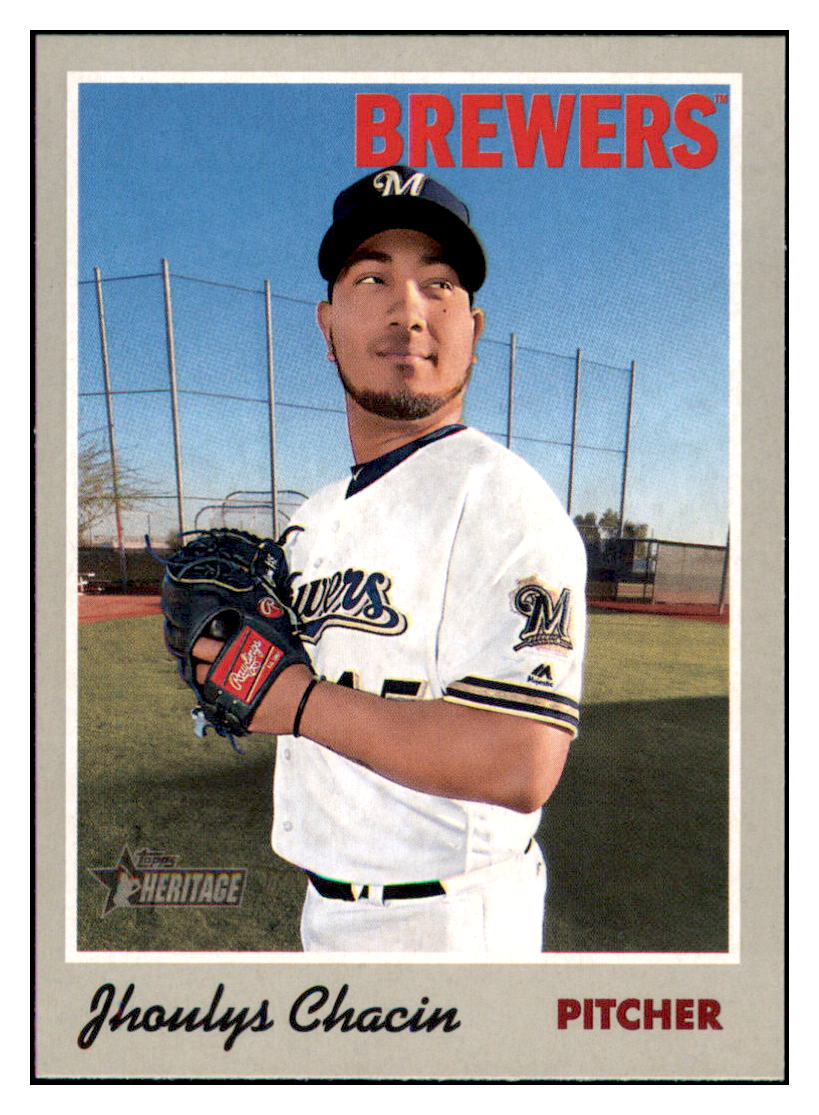 2019 Topps Heritage Jhoulys Chacin    Milwaukee Brewers #31 Baseball card    TMH1B simple Xclusive Collectibles   