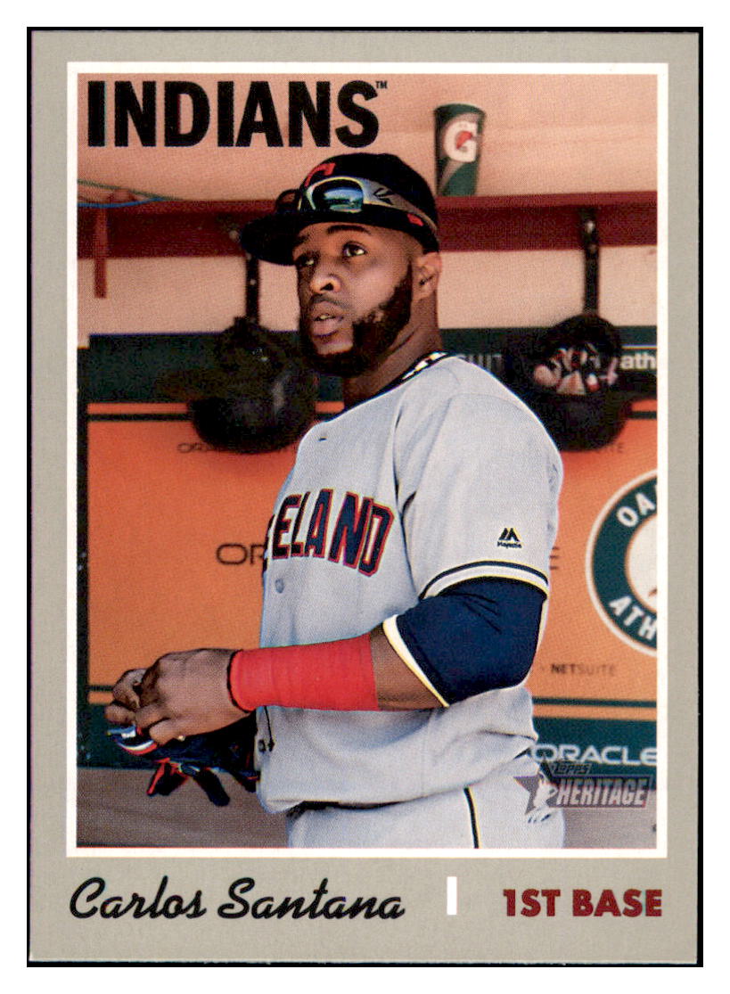2019 Topps Heritage Carlos Santana    Cleveland Indians #388 Baseball card    TMH1B simple Xclusive Collectibles