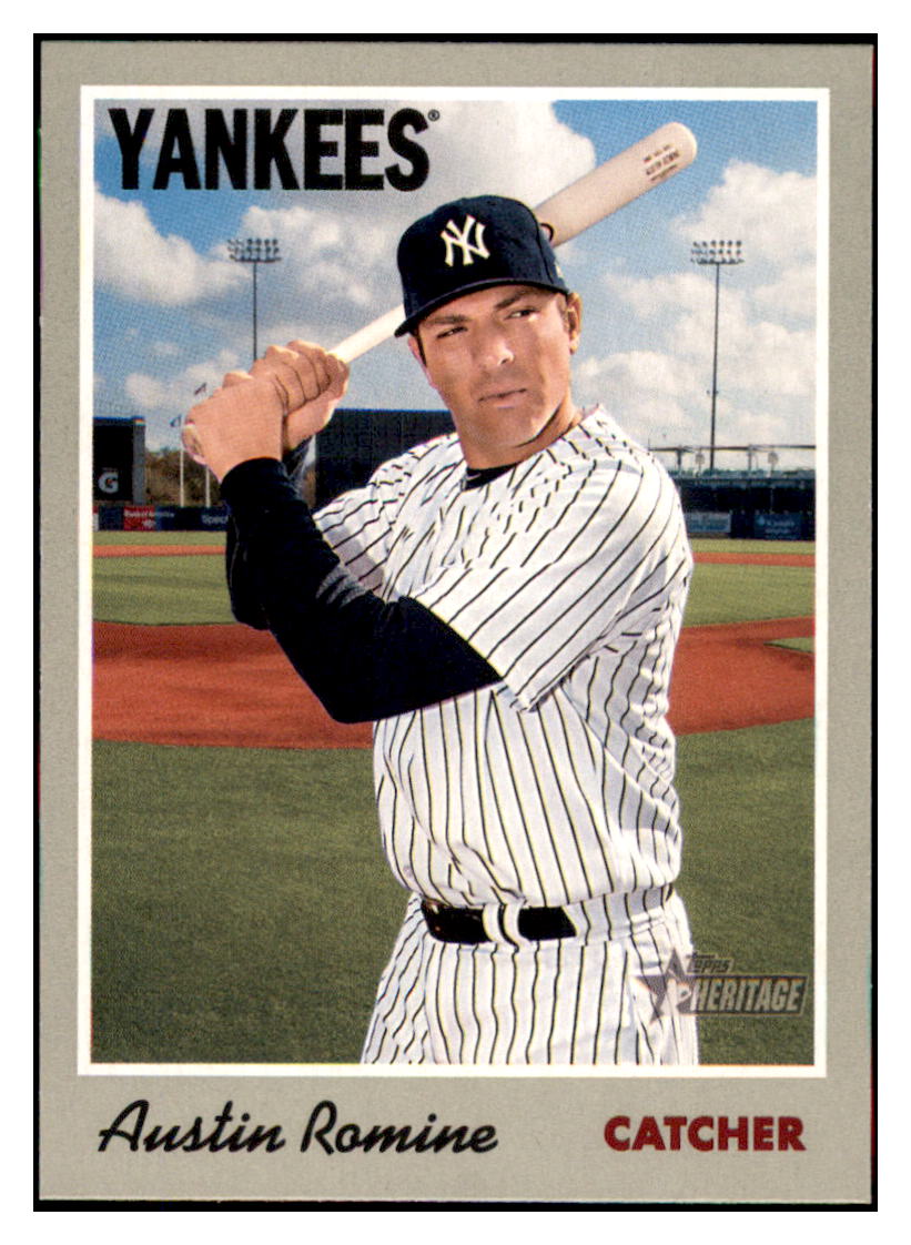 2019 Topps Heritage Austin Romine    New York Yankees #82 Baseball card    TMH1B simple Xclusive Collectibles