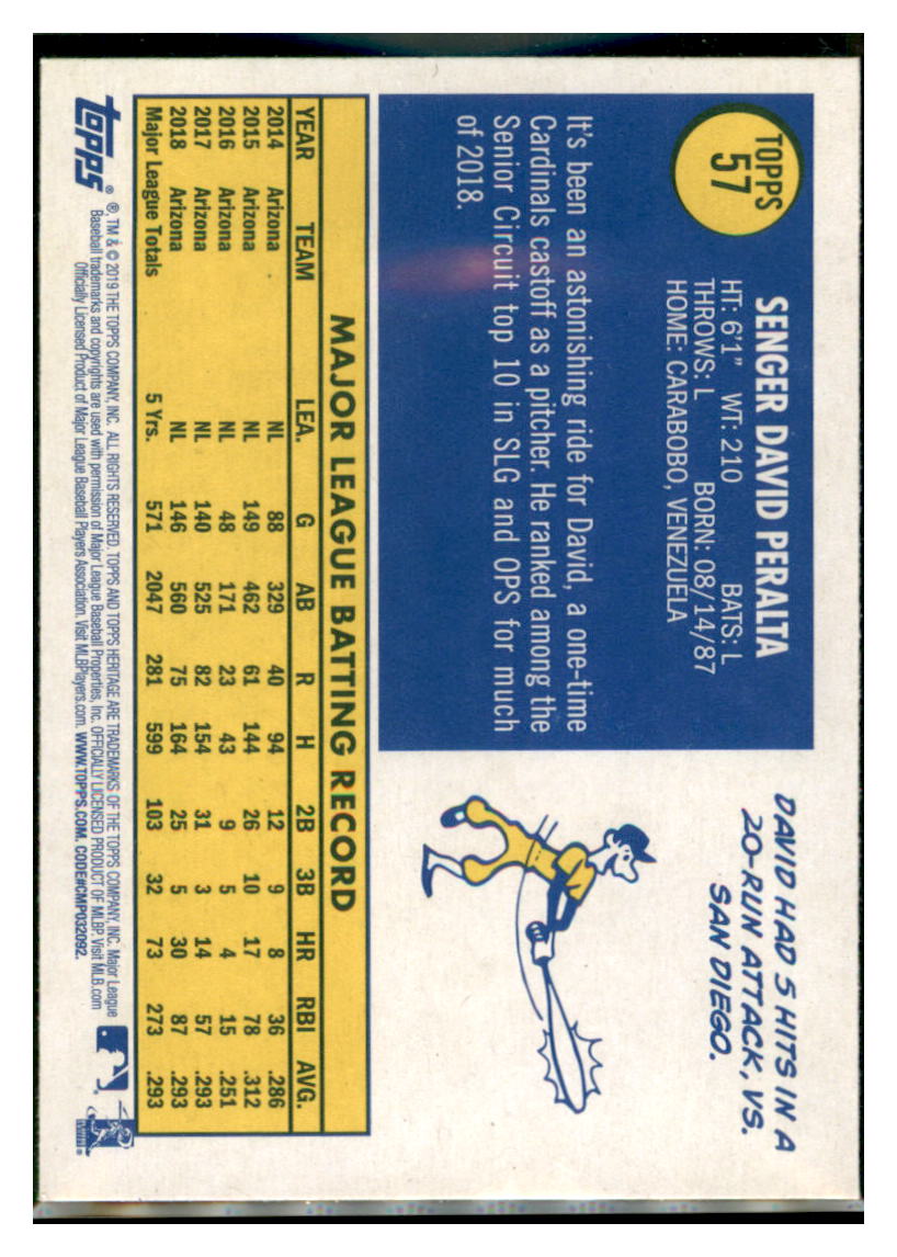 2019 Topps Heritage David Peralta    Arizona Diamondbacks #57 Baseball
  card    TMH1B simple Xclusive Collectibles   