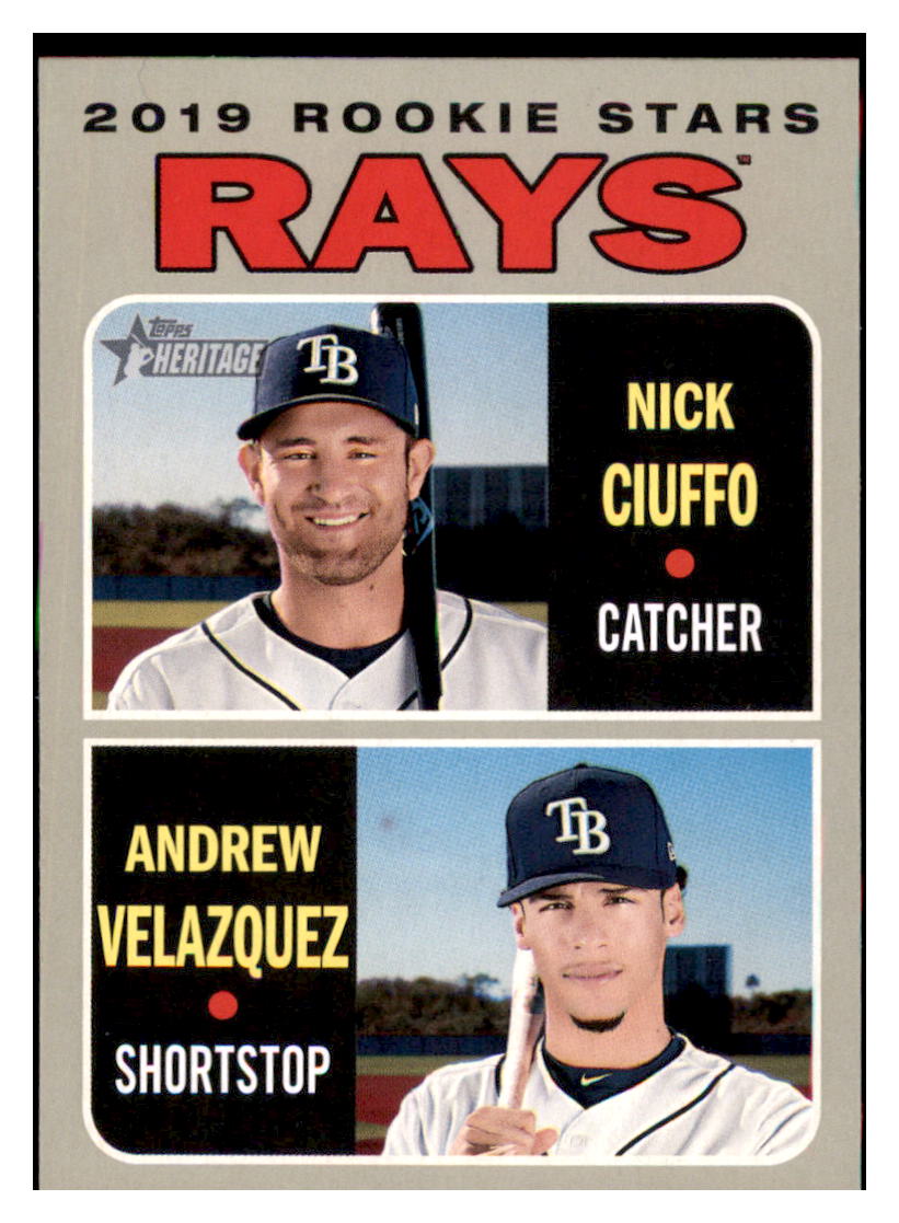2019 Topps Heritage Andrew Velazquez /
Nick Ciuffo RC, RS Tampa Bay Rays
#381 Baseball card TMH1B simple Xclusive Collectibles