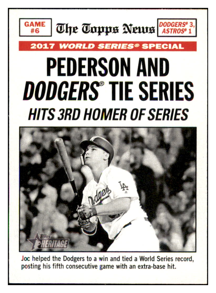 2018 Topps Heritage Pederson and Dodgers
  Tie Series (Joc Pederson) WS    Los
  Angeles Dodgers #167 Baseball card PSA  
  TMH1B simple Xclusive Collectibles