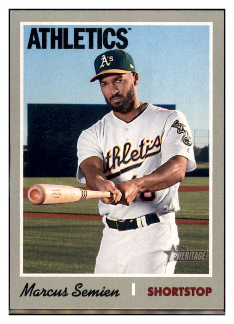 2019 Topps Heritage Marcus Semien Oakland Athletics #205 Baseball card TMH1B simple Xclusive Collectibles