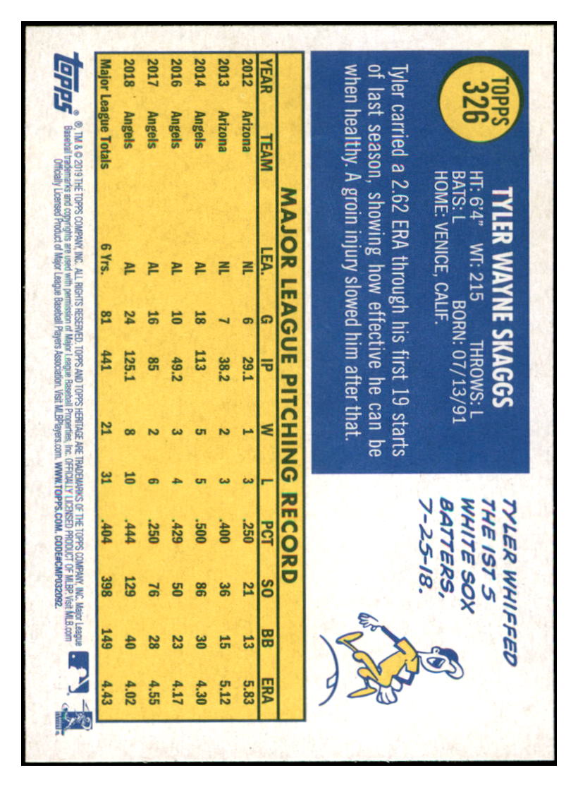2019 Topps Heritage Tyler Skaggs Los Angeles Angels #326 Baseball
card TMH1B simple Xclusive Collectibles