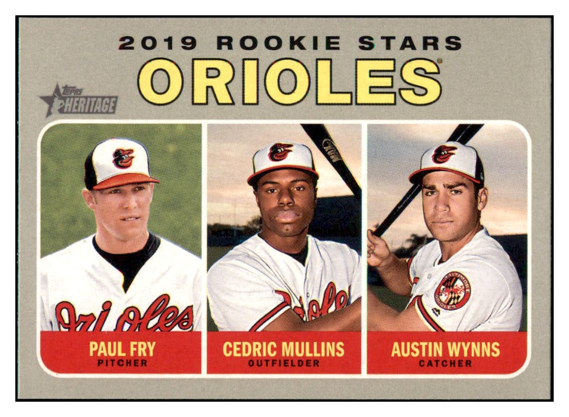 2019 Topps Heritage Cedric Mullins / Paul
  Fry / Austin Wynns CPC, RC, RS   
  Baltimore Orioles #343 Baseball card   
  TMH1B simple Xclusive Collectibles   