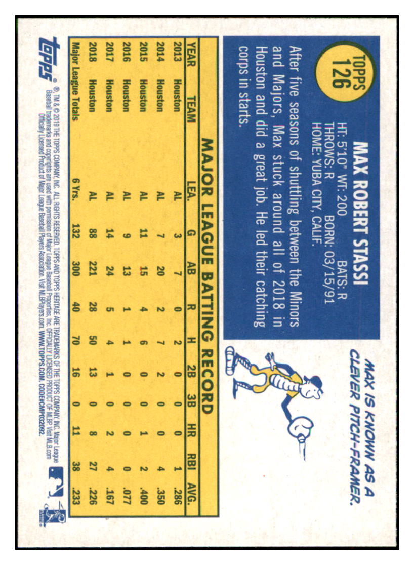2019 Topps Heritage Max Stassi Houston Astros #126 Baseball card TMH1B simple Xclusive Collectibles