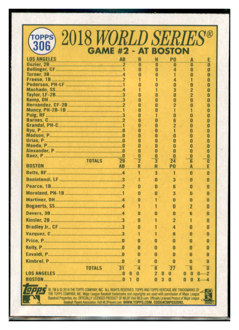2019 Topps Heritage J.D. Is Clutch with
Two-Run Single! Boston Red Sox #306
Baseball card TMH1B_1a simple Xclusive Collectibles