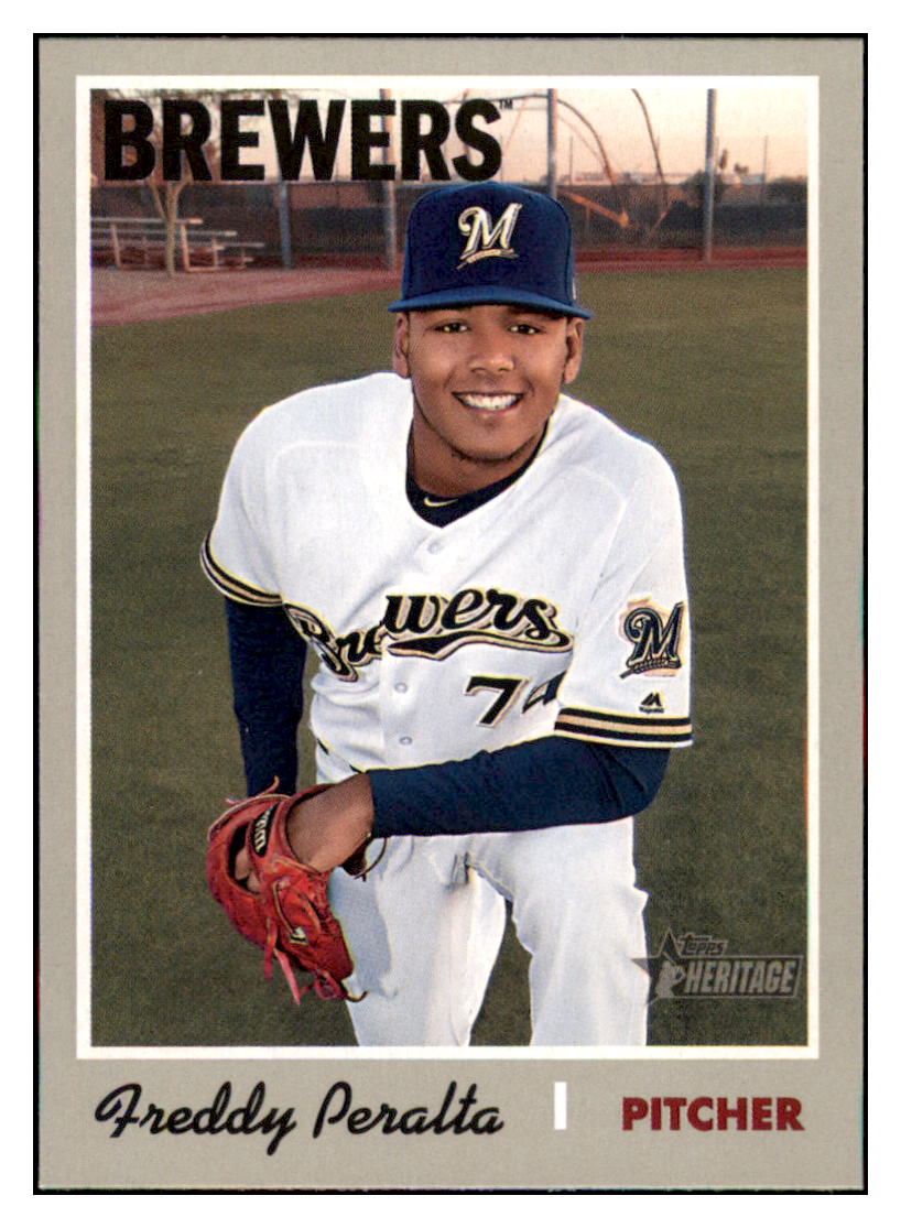 2019 Topps Heritage Freddy Peralta    Milwaukee Brewers #229 Baseball card    TMH1B simple Xclusive Collectibles
