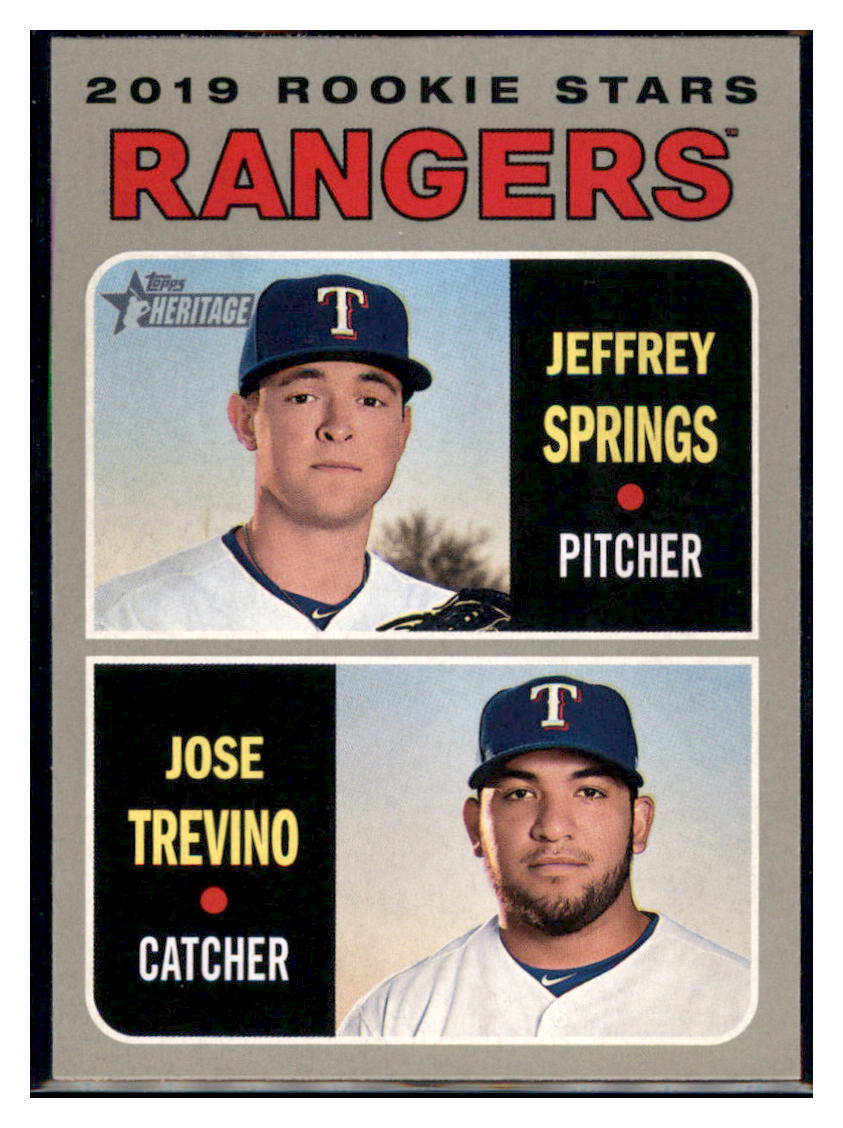 2019 Topps Heritage Base #317 Jeffrey Springs Jose Trevino RC Texas Rangers