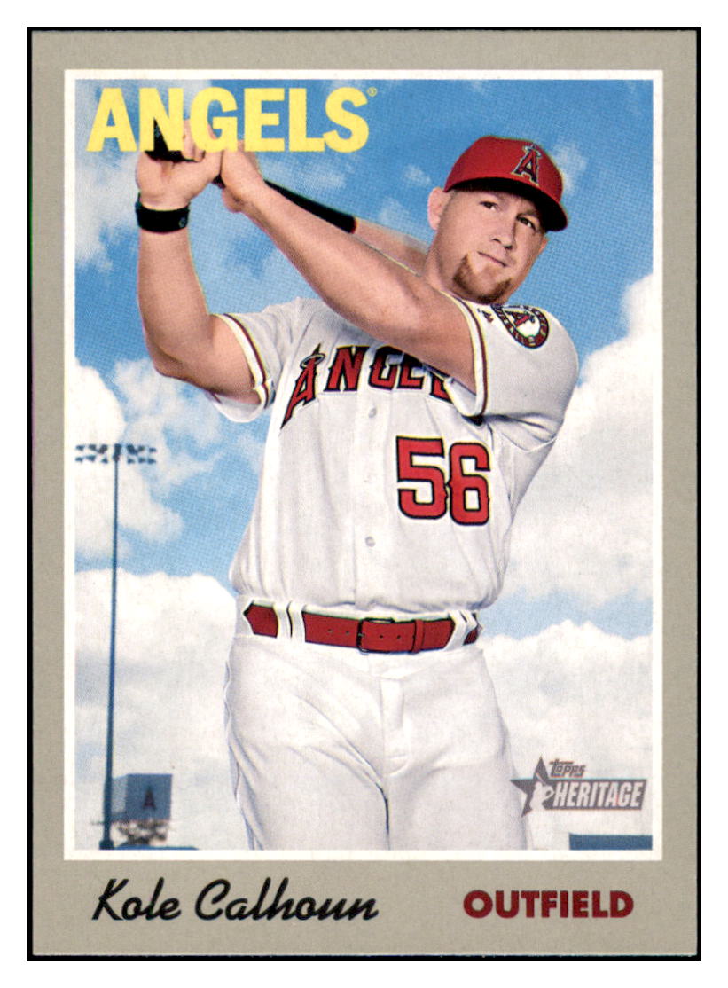 2019 Topps Heritage Kole Calhoun Los Angeles Angels #4 Baseball card TMH1B_1a simple Xclusive Collectibles