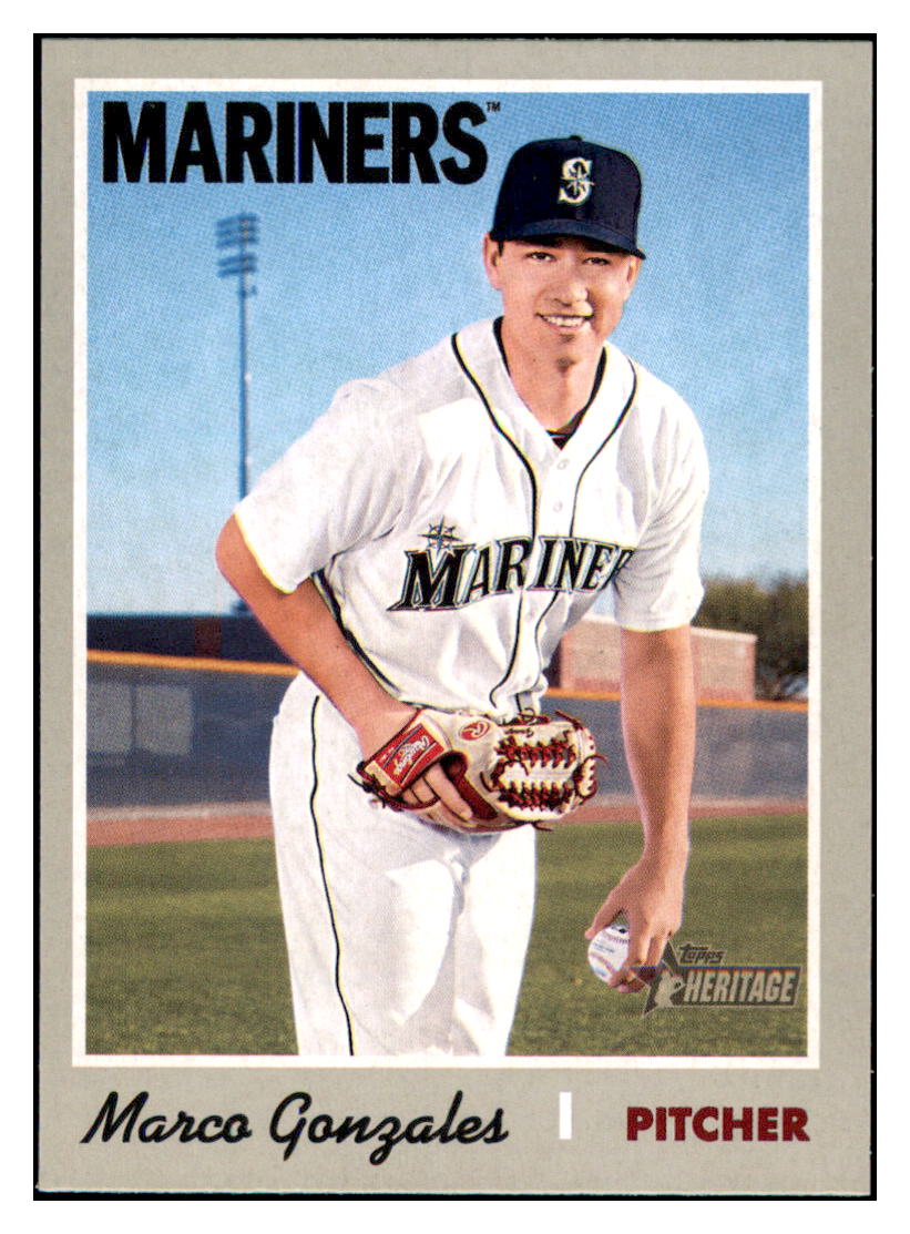 2019 Topps Heritage Marco Gonzales    Seattle Mariners #377 Baseball card    TMH1B_1a simple Xclusive Collectibles   