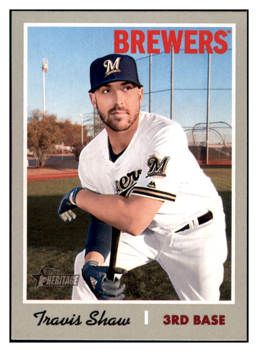 2019 Topps Heritage Travis Shaw Milwaukee Brewers #231 Baseball card TMH1B_1b simple Xclusive Collectibles