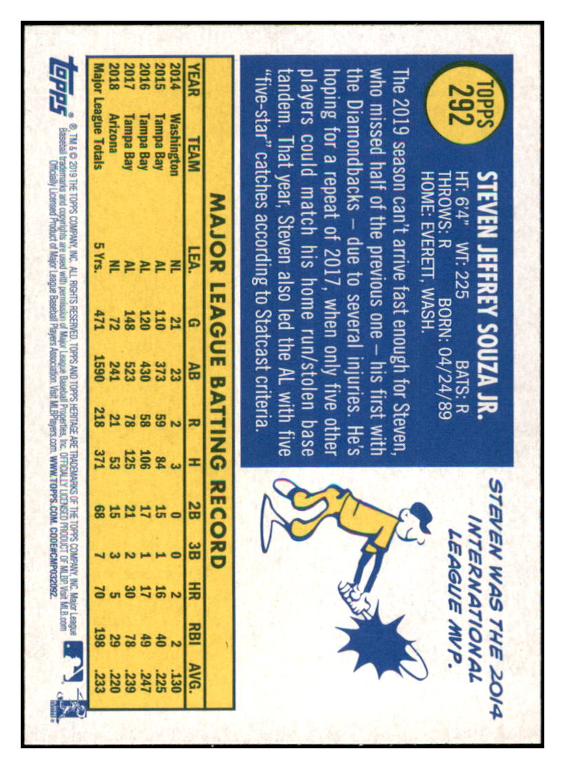 2019 Topps Heritage Steven Souza Jr. Arizona Diamondbacks #292 Baseball
card TMH1B simple Xclusive Collectibles