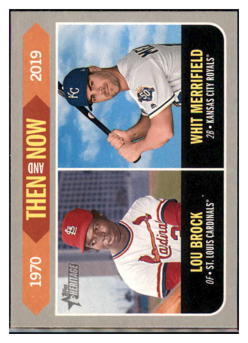2019 Topps Heritage Lou Brock / Whit
  Merrifield    St. Louis Cardinals /
  Kansas City Royals #TN-11 Baseball card   
  TMH1B simple Xclusive Collectibles   