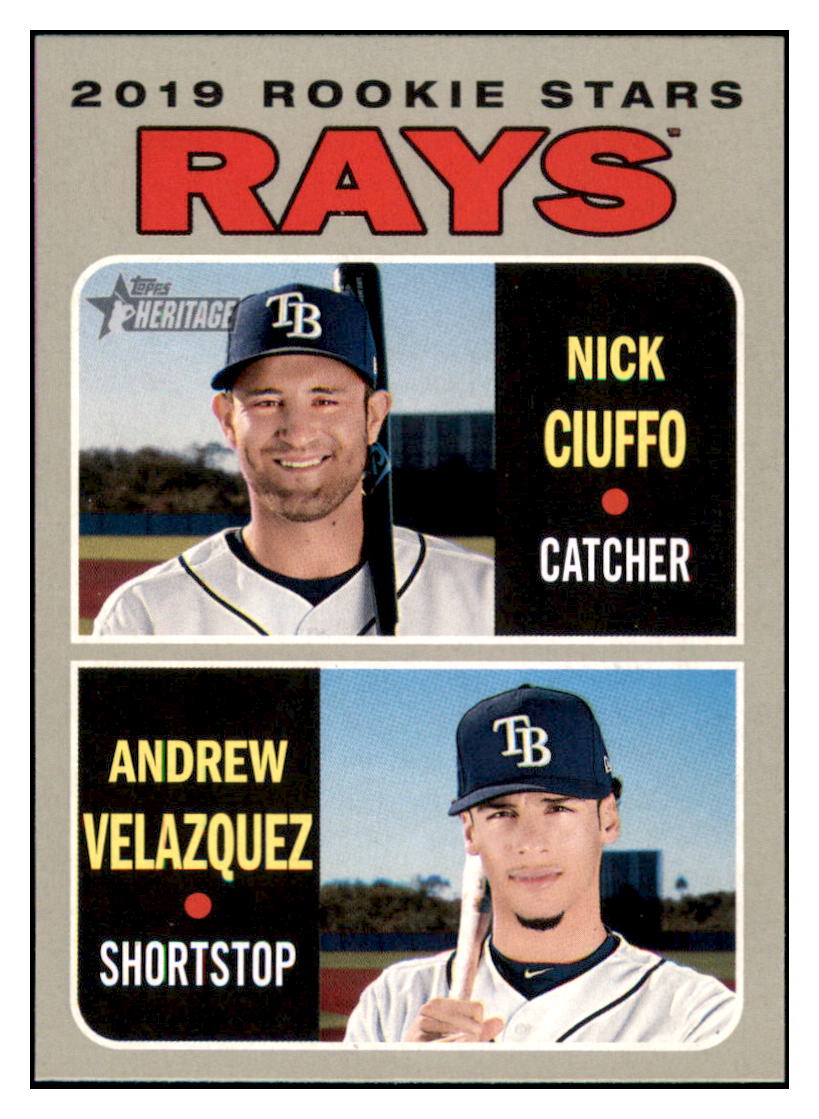 2019 Topps Heritage Andrew Velazquez /
Nick Ciuffo RC, RS Tampa Bay Rays
#381 Baseball card TMH1B_1a simple Xclusive Collectibles