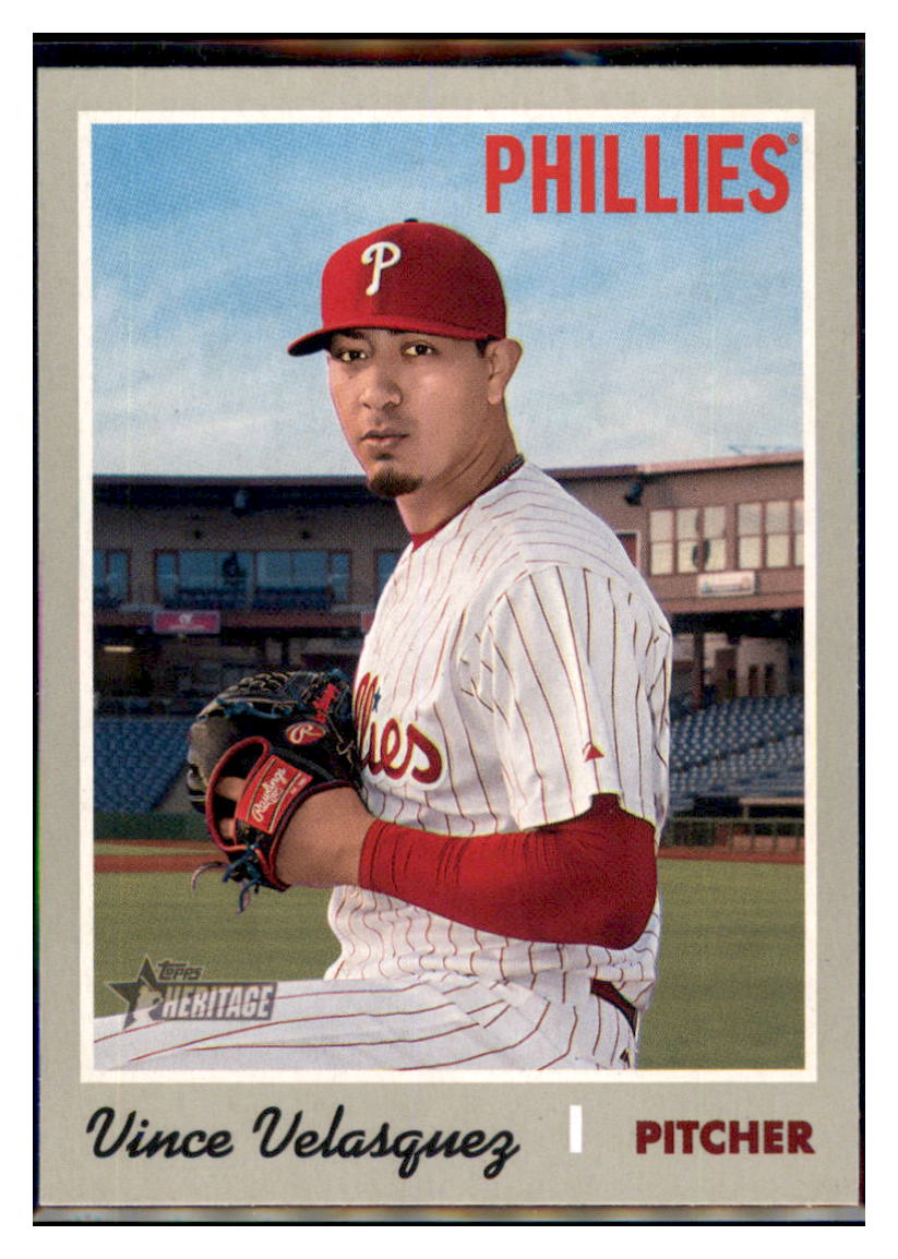 2019 Topps Heritage Vince Velasquez    Philadelphia Phillies #149 Baseball
  card    TMH1B simple Xclusive Collectibles
