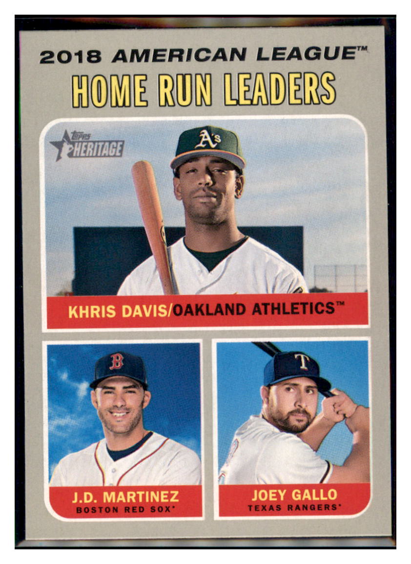 2019 Topps Heritage Joey Gallo / J.D.
Martinez / Khris Davis CPC, LL Texas
Rangers / Boston Red Sox / Oakland Athletics #66 Baseball card TMH1B_1b simple Xclusive Collectibles