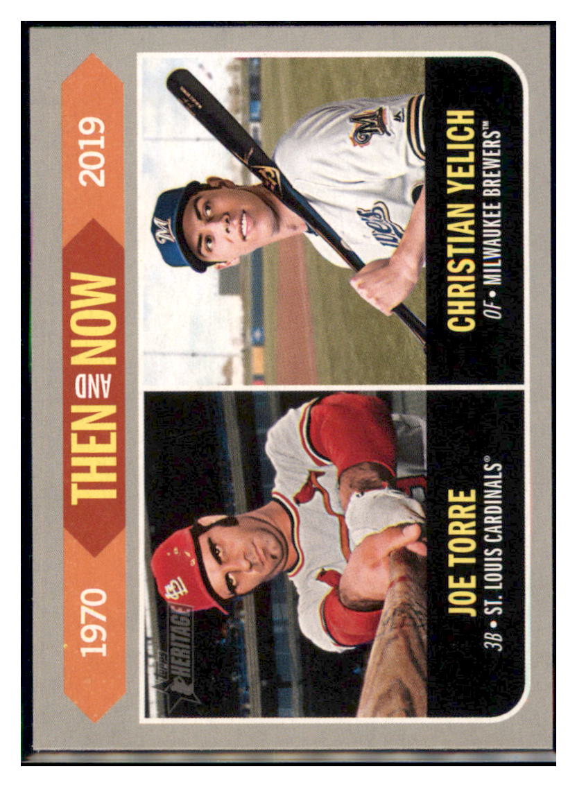 2019 Topps Heritage Joe Torre / Christian
  Yelich    St. Louis Cardinals /
  Milwaukee Brewers #TN-10 Baseball card   
  TMH1B_1a simple Xclusive Collectibles   