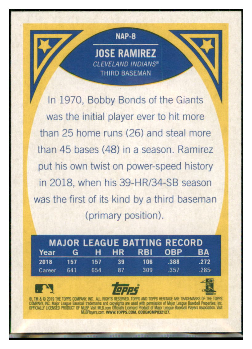2019 Topps Heritage Jose Ramirez Cleveland Indians #NAP-8 Baseball
card TMH1B simple Xclusive Collectibles