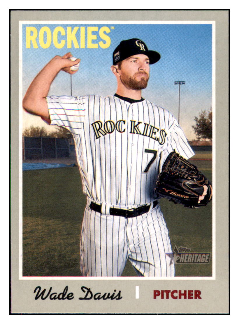 2019 Topps Heritage Wade Davis    Colorado Rockies #245 Baseball card    TMH1B simple Xclusive Collectibles