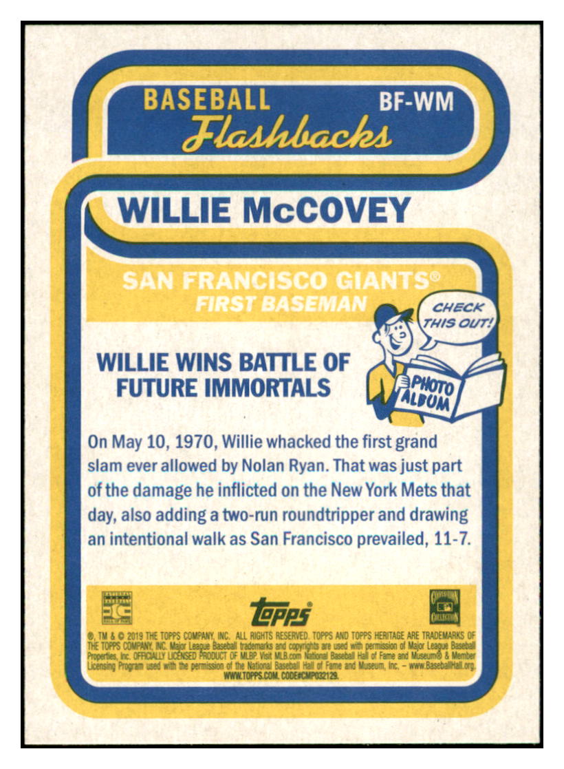 2019 Topps Heritage Willie McCovey San Francisco Giants #BF-WM Baseball
card TMH1B simple Xclusive Collectibles