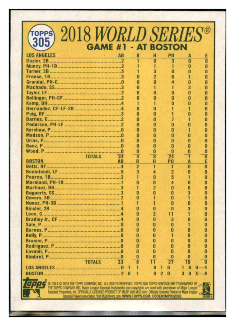 2019 Topps Heritage Nunez Pinch-Hit HR
Seals the Win! WSH Boston Red Sox
#305 Baseball card TMH1B simple Xclusive Collectibles