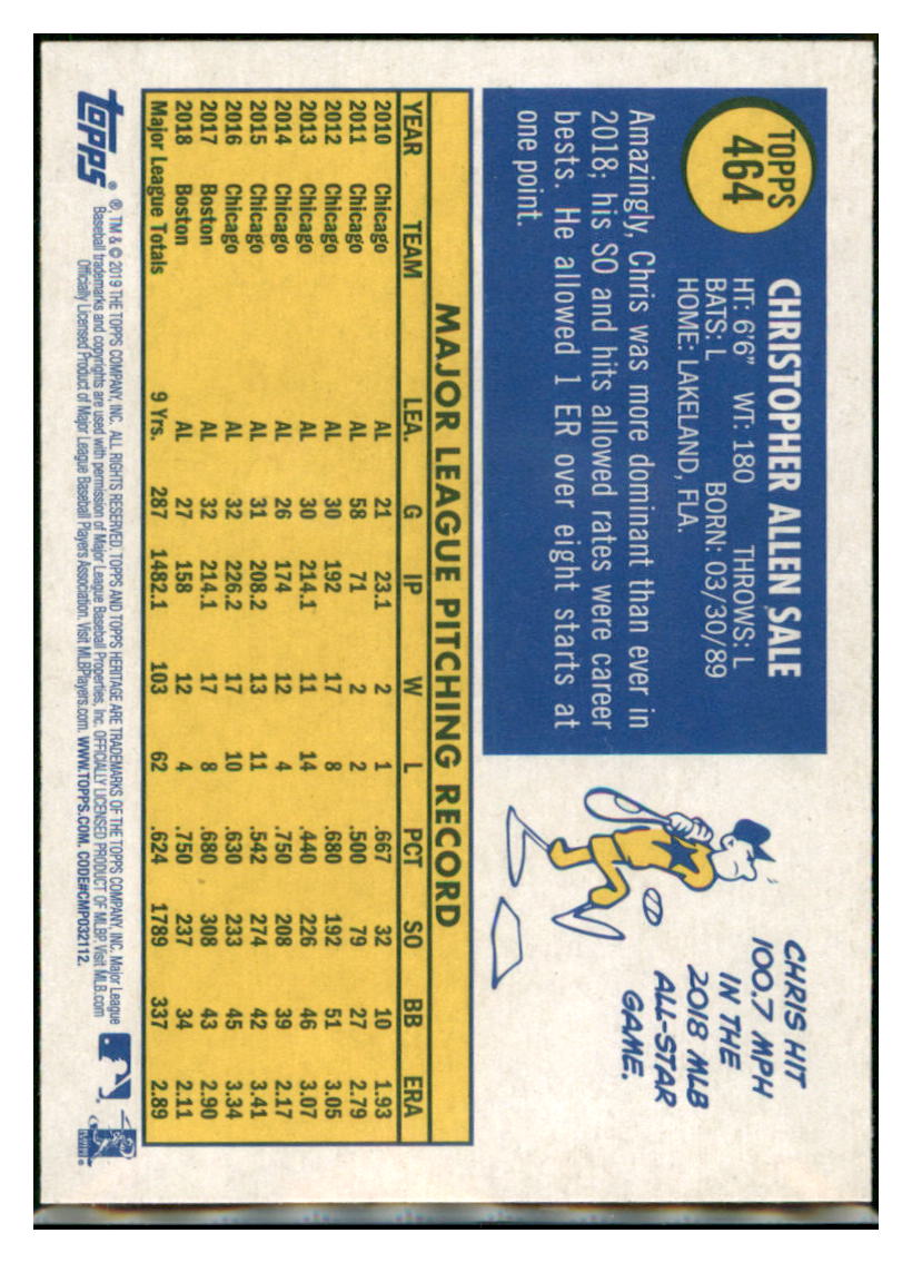 2019 Topps Heritage Chris Sale    Boston Red Sox #464 Baseball card    TMH1B simple Xclusive Collectibles