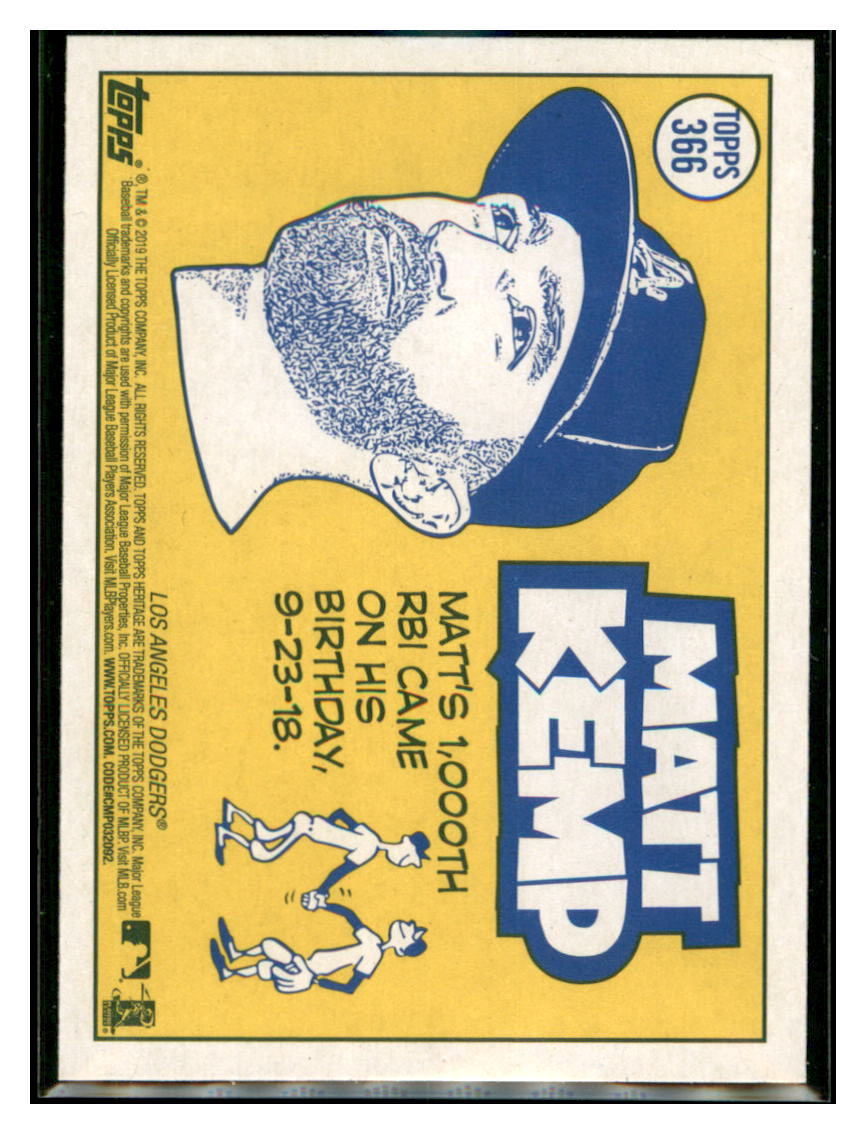 2019 Topps Heritage Matt Kemp Los Angeles Dodgers #366 Baseball card Sporting News TMH1B simple Xclusive Collectibles