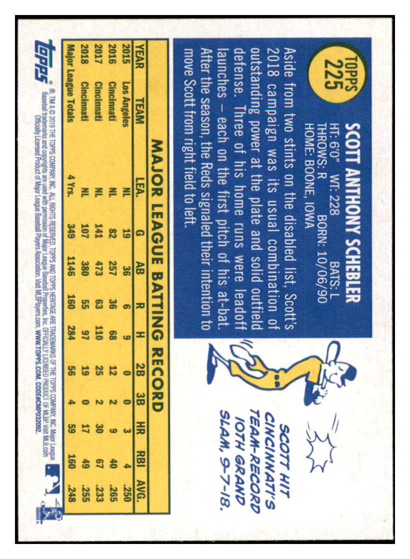 2019 Topps Heritage Scott Schebler Cincinnati Reds #225 Baseball card TMH1B simple Xclusive Collectibles