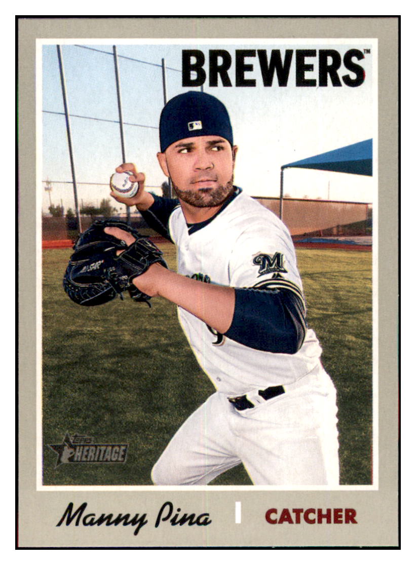2019 Topps Heritage Manny Pina    Milwaukee Brewers #333 Baseball card    TMH1B simple Xclusive Collectibles