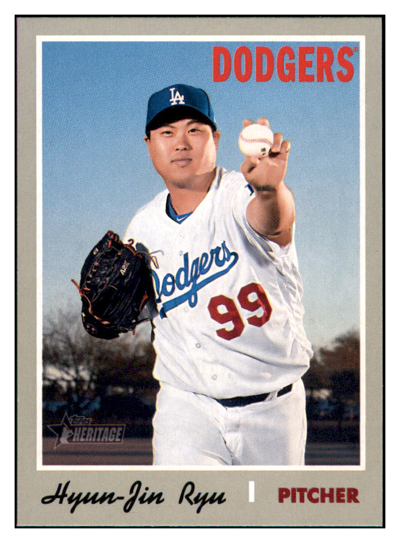 2019 Topps Heritage Hyun-Jin Ryu    Los Angeles Dodgers #212 Baseball
  card    TMH1B simple Xclusive Collectibles   