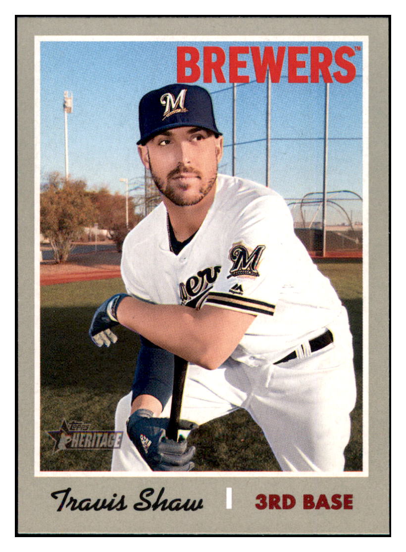 2019 Topps Heritage Travis Shaw Milwaukee Brewers #231 Baseball card TMH1B_1a simple Xclusive Collectibles