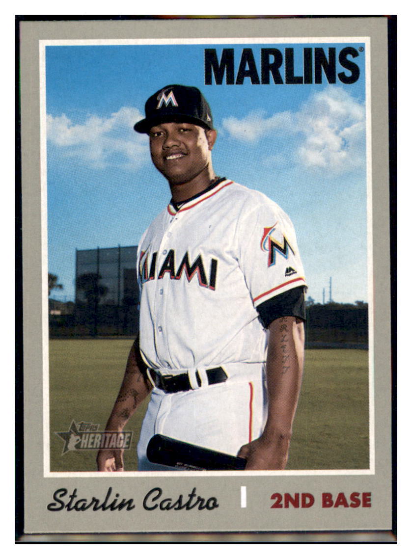 2019 Topps Heritage Starlin Castro Miami Marlins #452 Baseball card TMH1B simple Xclusive Collectibles