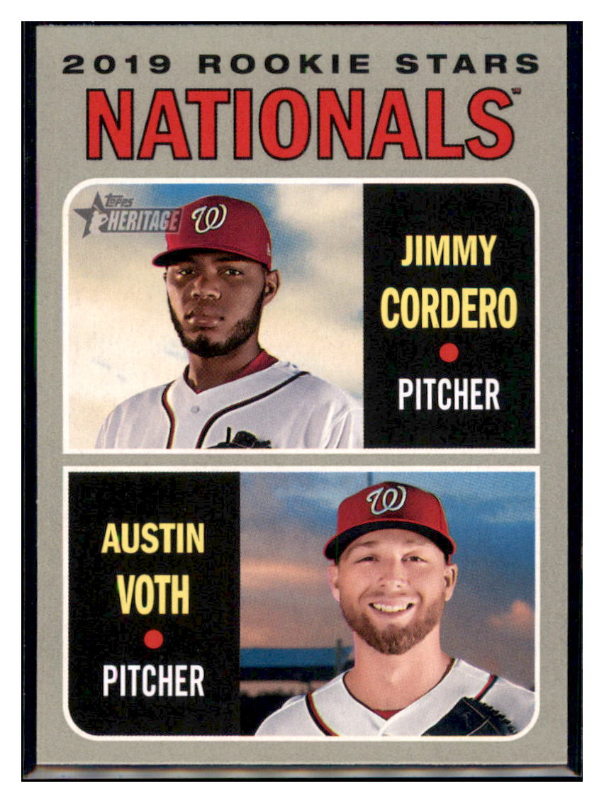 2019 Topps Heritage Austin Voth / Jimmy
Cordero CPC, RC, RS Washington
Nationals #154 Baseball card TMH1B simple Xclusive Collectibles