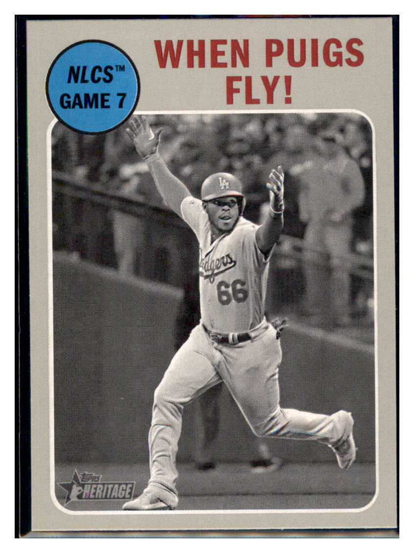 2019 Topps Heritage When Puigs Fly! Los Angeles Dodgers #198 Baseball
card TMH1B simple Xclusive Collectibles