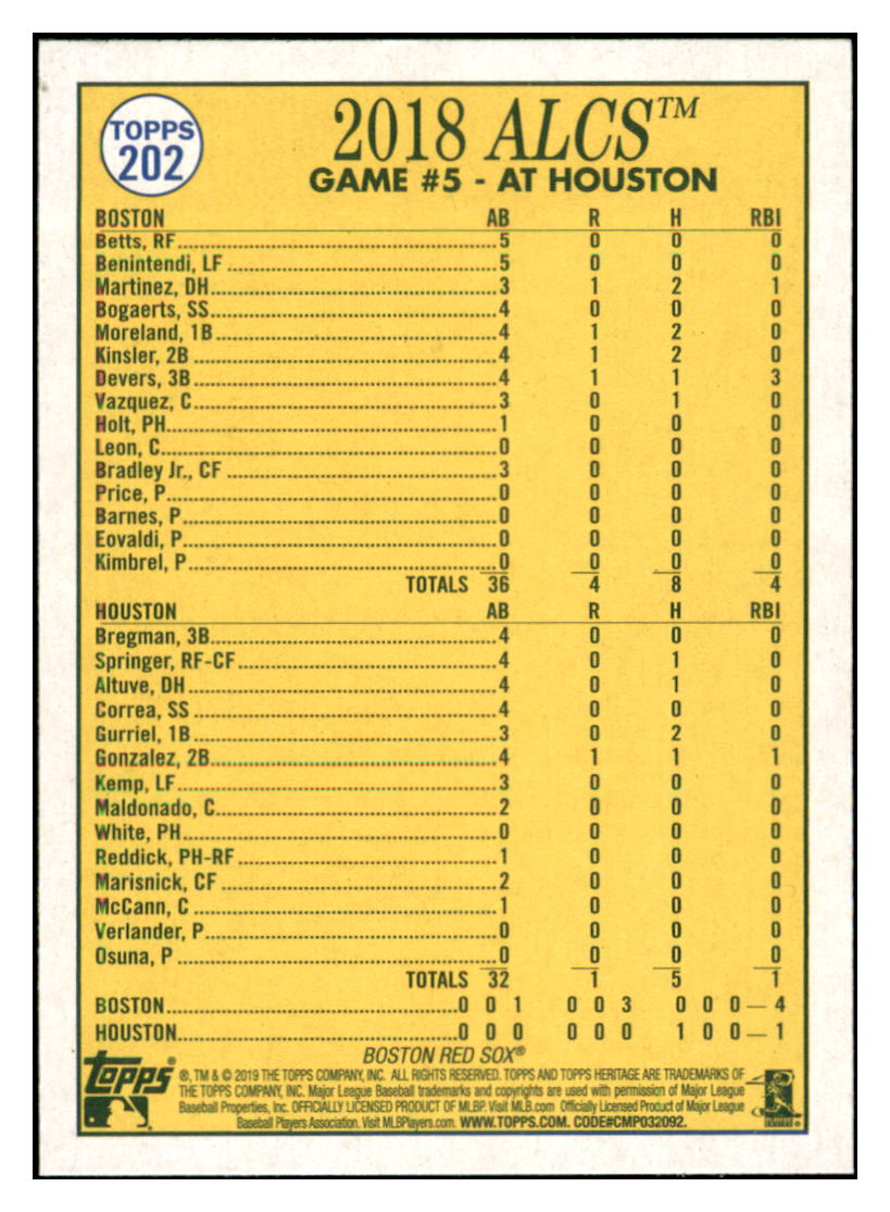 2019 Topps Heritage Can't Beat That
Price! Boston Red Sox #202 Baseball
card TMH1B simple Xclusive Collectibles