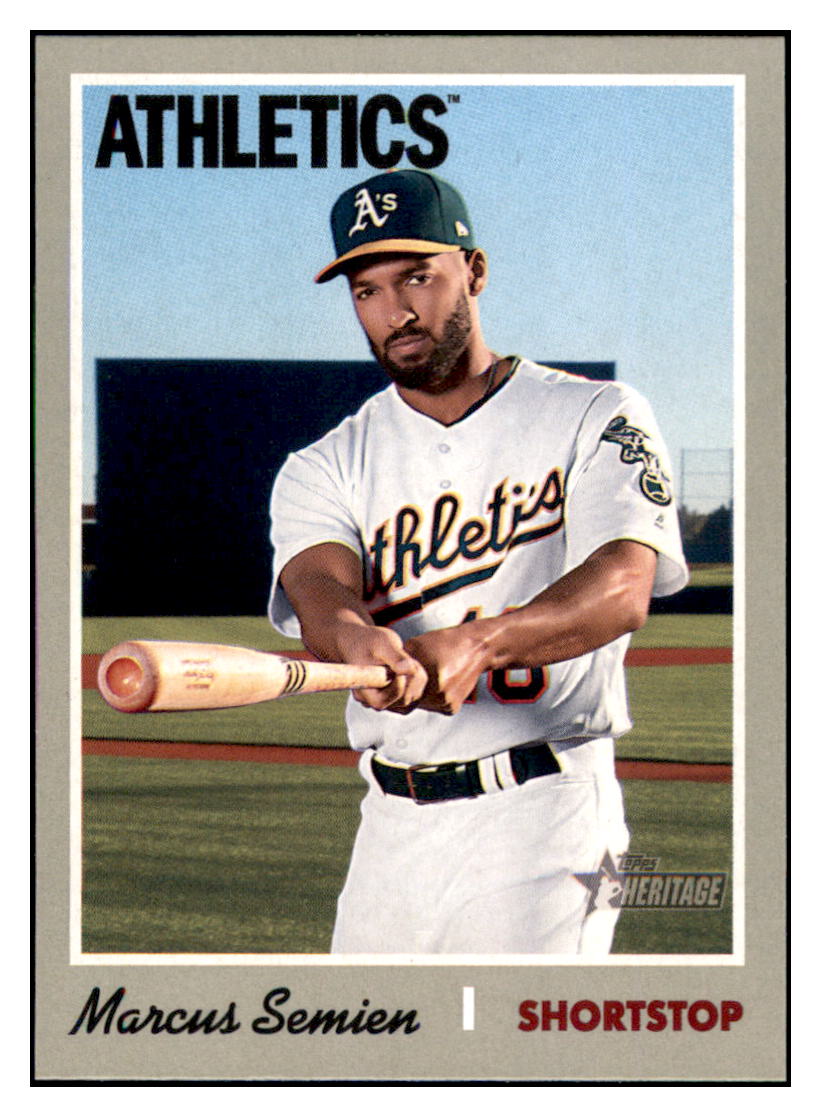 2019 Topps Heritage Marcus Semien Oakland Athletics #205 Baseball card TMH1B_1a simple Xclusive Collectibles