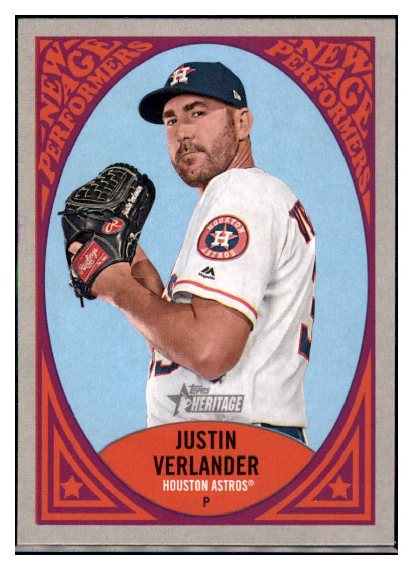 2019 Topps Heritage Justin Verlander    Houston Astros #NAP-12 Baseball card    TMH1B simple Xclusive Collectibles