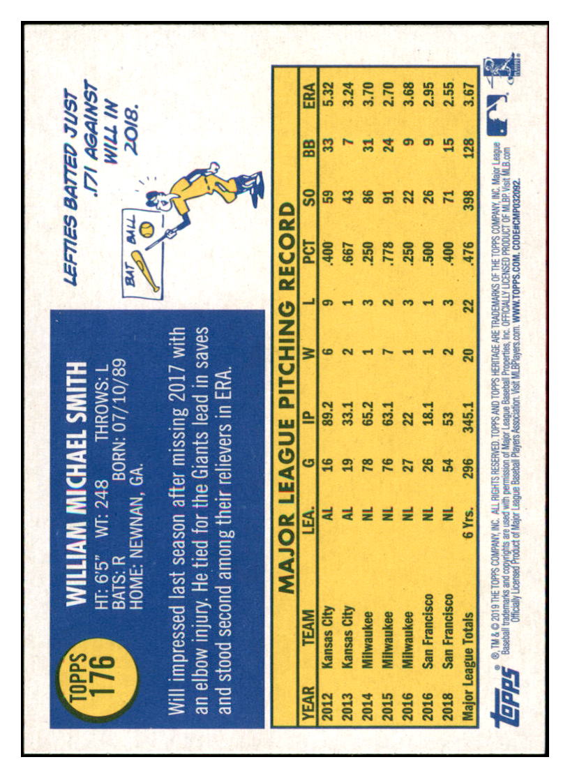 2019 Topps Heritage Will Smith San Francisco Giants #176 Baseball
card TMH1B simple Xclusive Collectibles