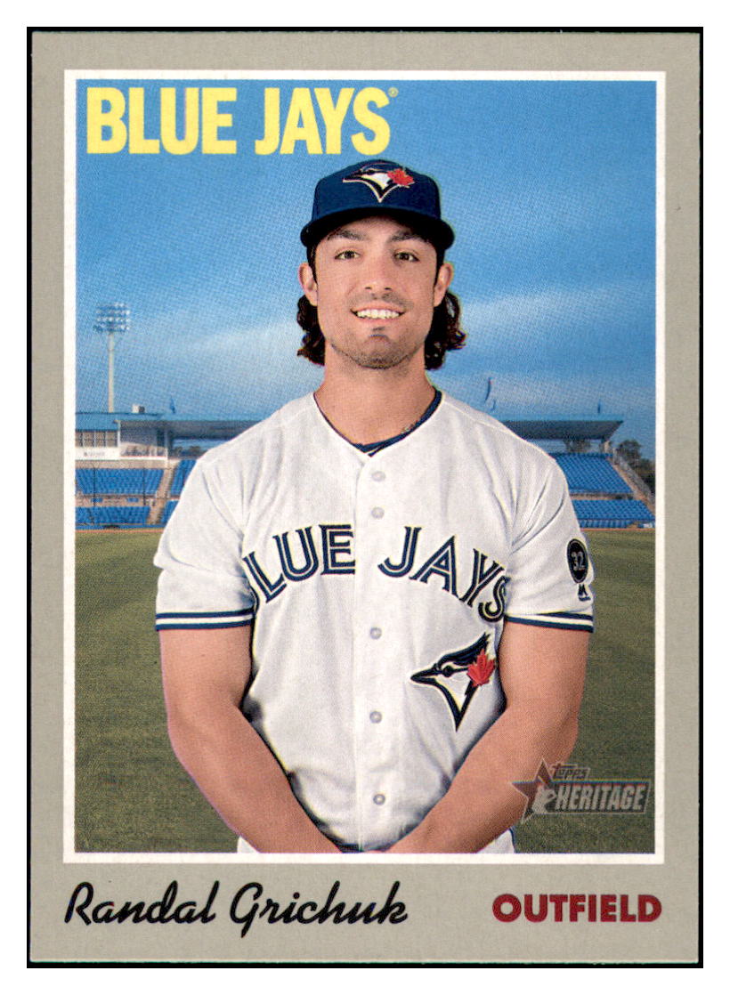 2019 Topps Heritage Randal Grichuk    Toronto Blue Jays #38 Baseball card    TMH1B_1a simple Xclusive Collectibles   